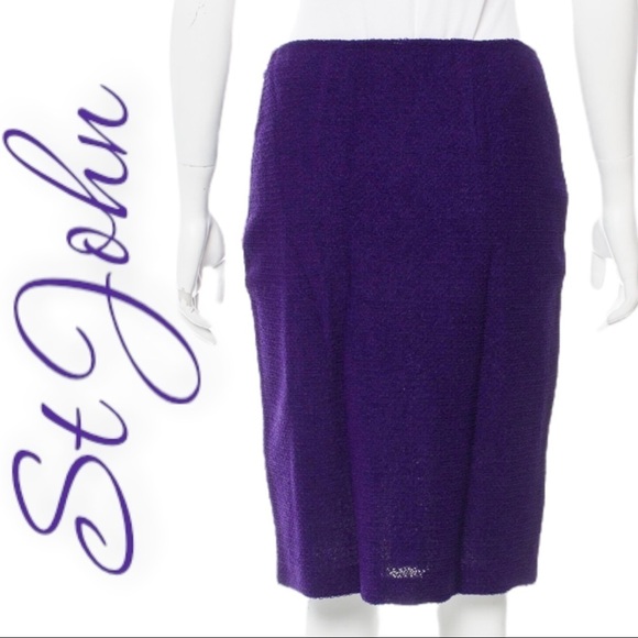 ST. JOHN Santana Wool Blend Purple Pencil Skirt, Size 4 - Picture 13 of 15